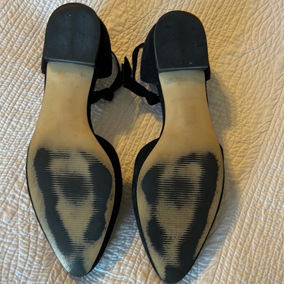 Talbots ‘Edison’ black suede ankle strap flats with bows - Picture 13 of 14